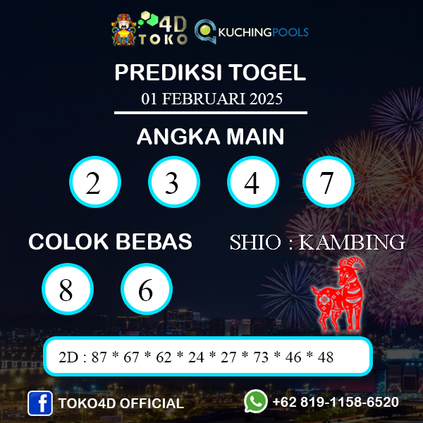 PREDIKSI TOGEL KUCHING SABTU : 01 FEBRUARI 2025