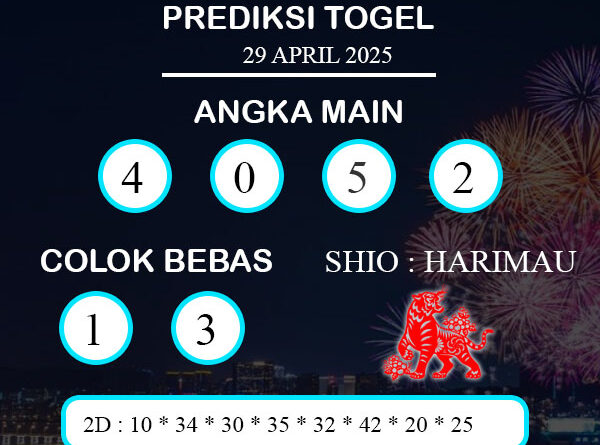 PREDIKSI TOGEL WALES SELASA : 29 APRIL 2025