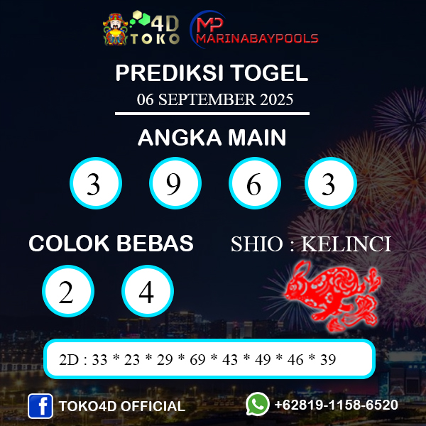 PREDIKSI TOGEL MARINABAY SABTU : 06 SEPTEMBER 2025