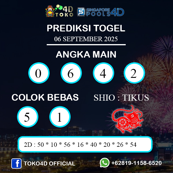 PREDIKSI TOGEL SINGAPORE SABTU : 06 SEPTEMBER 2025