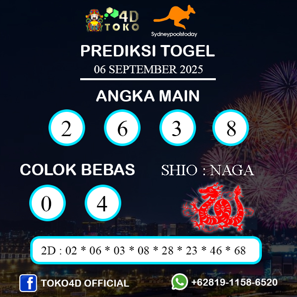 PREDIKSI TOGEL SYDNEY SABTU : 06 SEPTEMBER 2025