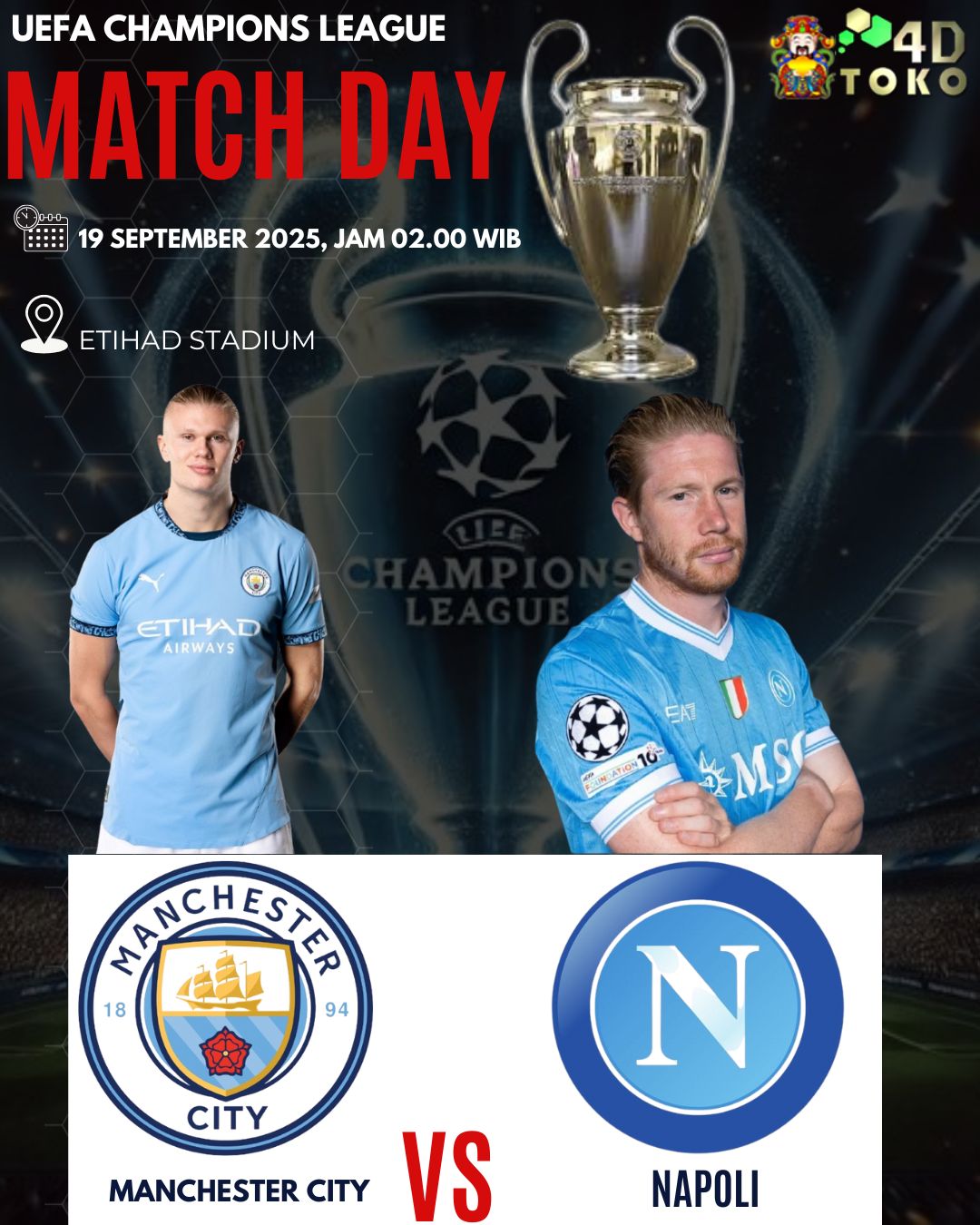 Prediksi Manchester City vs Napoli 19 September 2025 