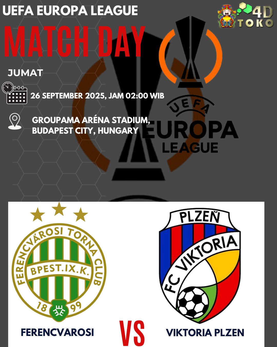 PREDIKSI Ferencvarosi vs Viktoria Plzen 26 SEPTEMBER 2025