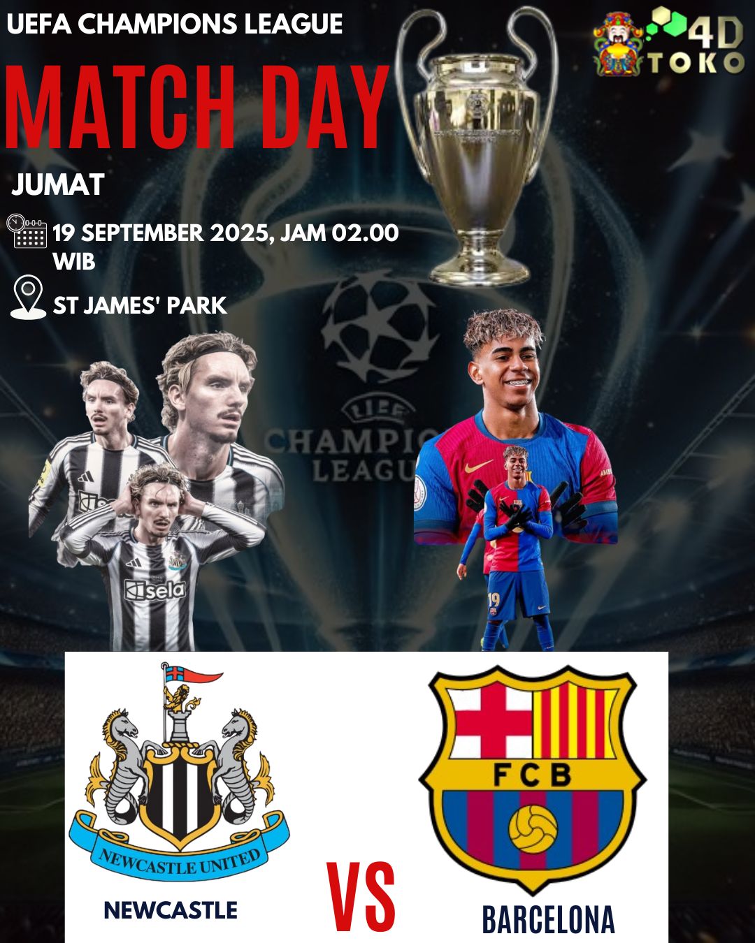 Prediksi Newcastle vs Barcelona 19 September 2025 