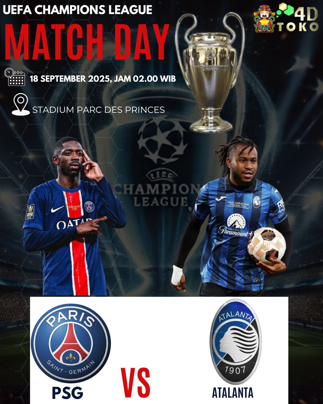 Prediksi PSG vs Atalanta 18 September 2025 